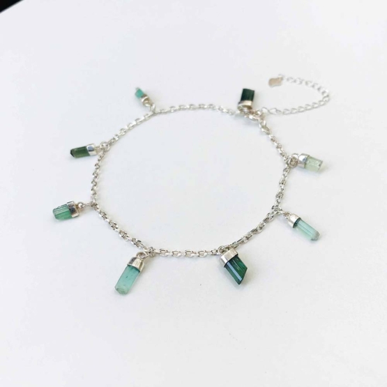 Green tourmaline anklet for girls- Green tourmaline crystal anklet - raw Green tourmaline anklet - Green tourmaline stone anklet