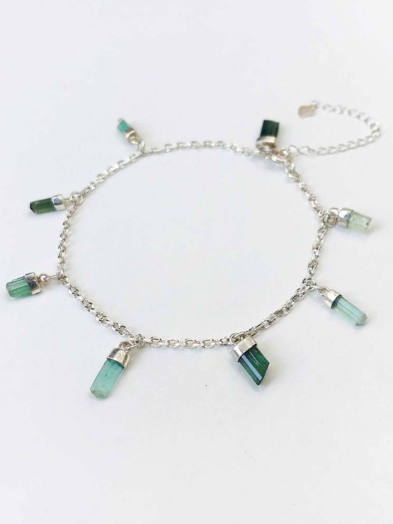 Green tourmaline anklet for girls- Green tourmaline crystal anklet - raw Green tourmaline anklet - Green tourmaline stone anklet