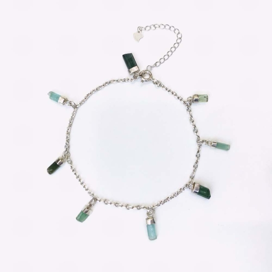 Green tourmaline anklet for girls- Green tourmaline crystal anklet - raw Green tourmaline anklet - Green tourmaline stone anklet