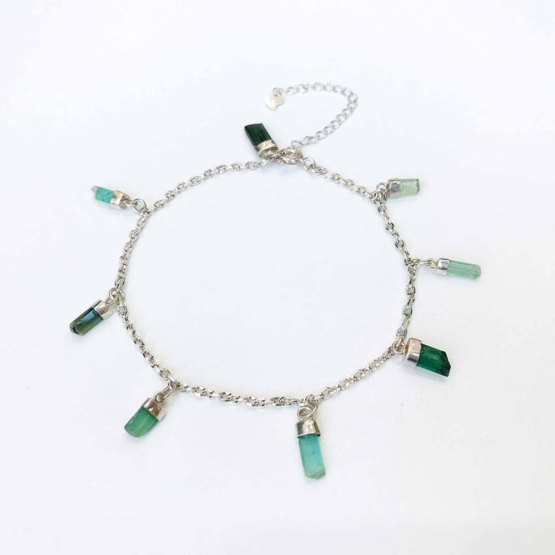 Green tourmaline anklet for girls- Green tourmaline crystal anklet - raw Green tourmaline anklet - Green tourmaline stone anklet