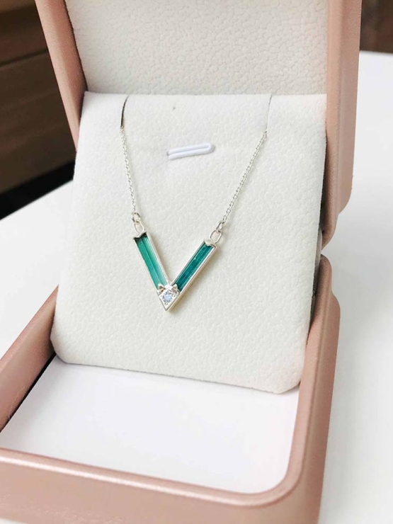 Green tourmaline choker necklace for girls