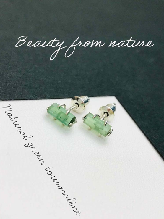 green tourmaline stud earrings