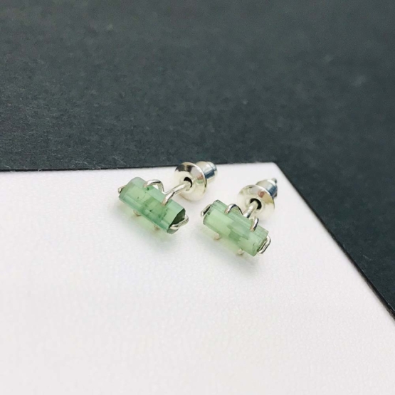 green tourmaline stud earrings