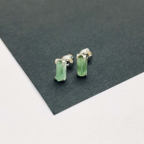 Green tourmaline stud earrings