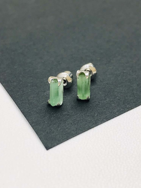 Green tourmaline stud earrings