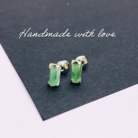 Green tourmaline stud earrings
