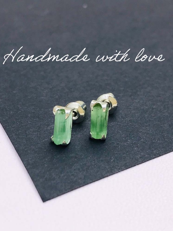 Green tourmaline stud earrings