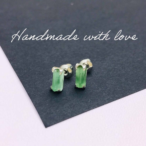 Green tourmaline stud earrings
