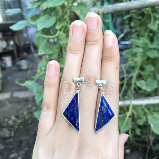 Lapis earrings for girls- Lapis lazuli dangle earrings - lapis jewelry- Blue stone earrings