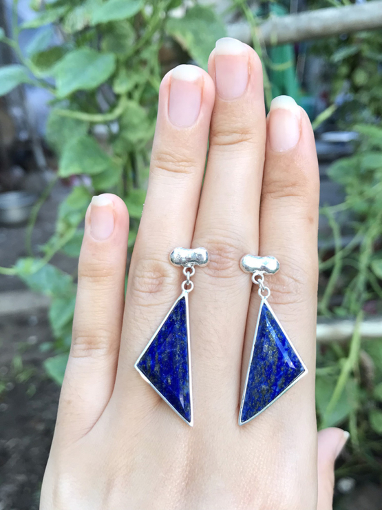 Lapis earrings for girls- Lapis lazuli dangle earrings - lapis jewelry- Blue stone earrings