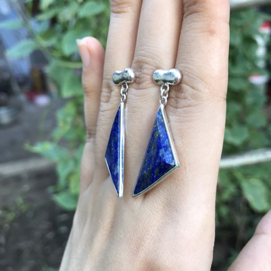 Lapis earrings for girls- Lapis lazuli dangle earrings - lapis jewelry- Blue stone earrings