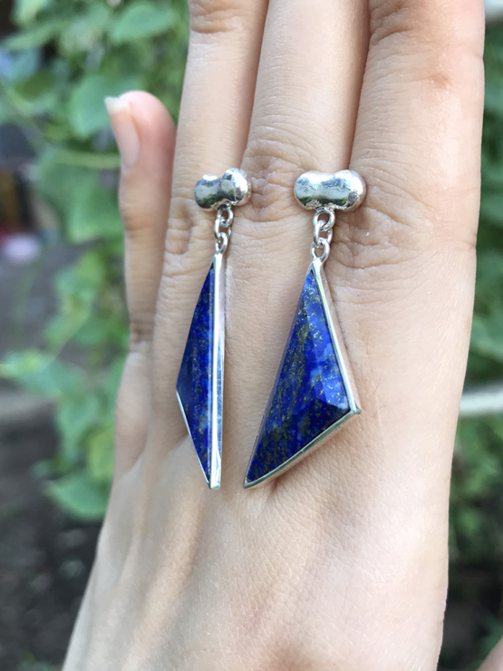 Lapis earrings for girls- Lapis lazuli dangle earrings - lapis jewelry- Blue stone earrings