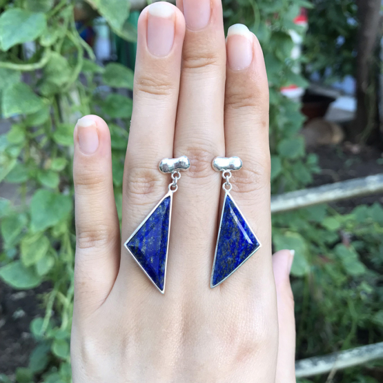 Lapis earrings for girls- Lapis lazuli dangle earrings - lapis jewelry- Blue stone earrings