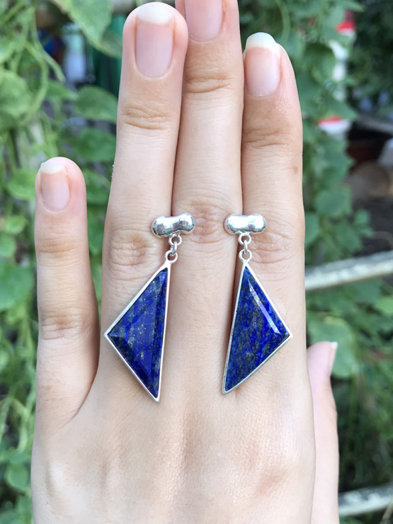 Lapis earrings for girls- Lapis lazuli dangle earrings - lapis jewelry- Blue stone earrings