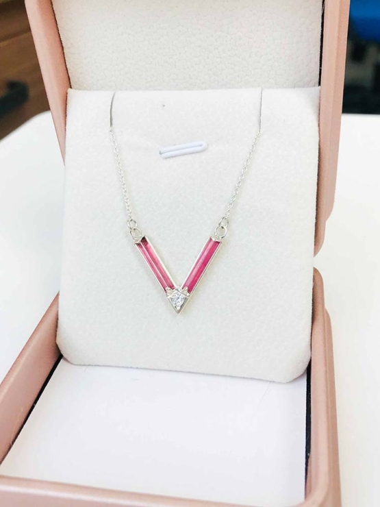 Pink tourmaline choker necklace