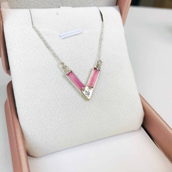 Pink tourmaline choker necklace