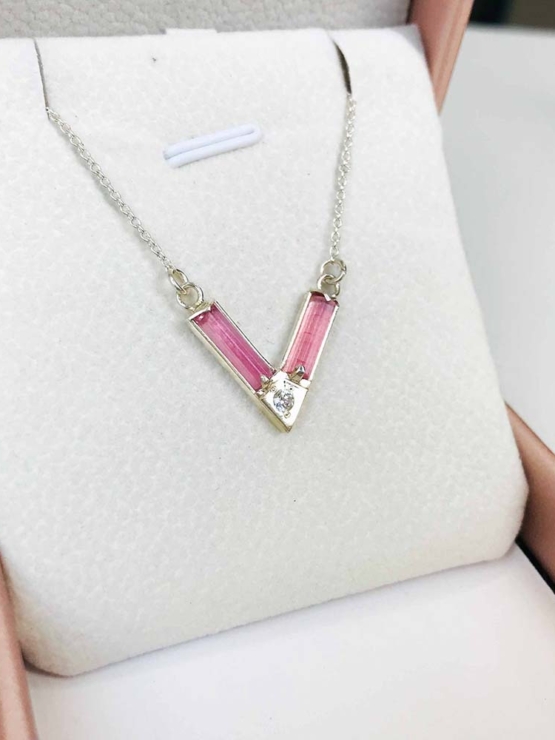 Pink tourmaline choker necklace