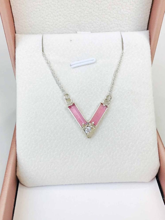 Pink tourmaline choker necklace