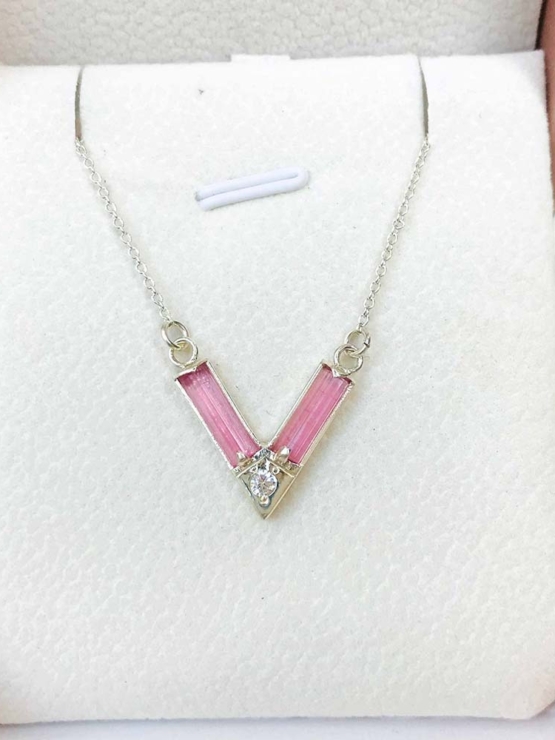 Pink tourmaline choker necklace
