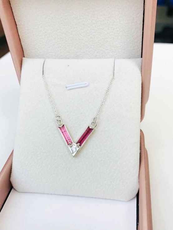 Pink tourmaline choker necklace