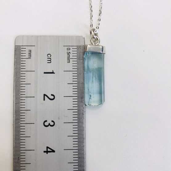 Raw aquamarine crystal pendant necklace for girls-Natural aquamarine pendant-Blue gemstone pendant