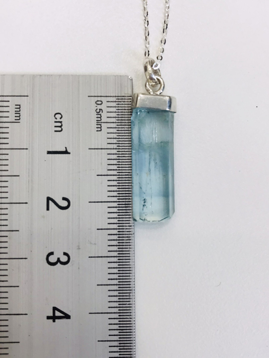 Raw aquamarine crystal pendant necklace for girls-Natural aquamarine pendant-Blue gemstone pendant
