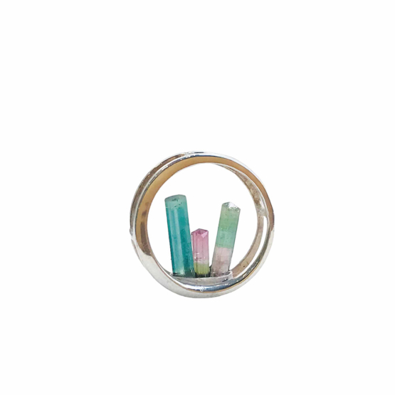 Raw tourmaline pendant necklace for girls