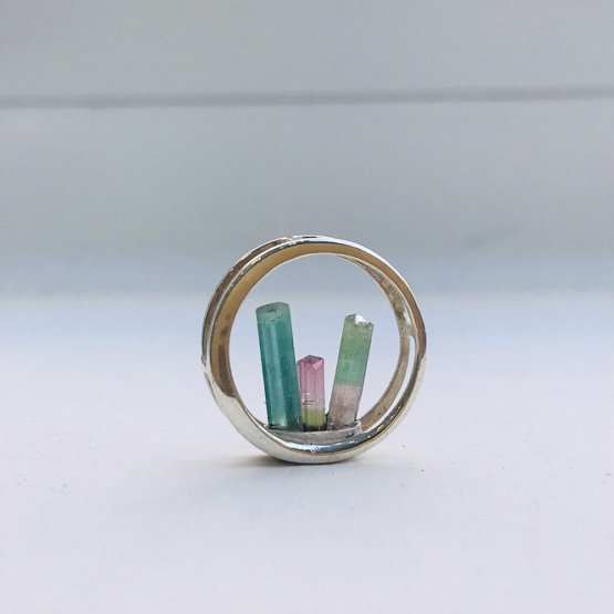 Raw tourmaline pendant necklace for girls