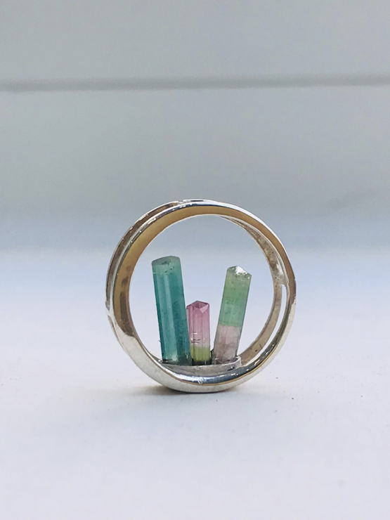 Raw tourmaline pendant necklace for girls