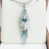 aquamarine crystal pendant with eagle wings embracing outside- eagle wing pendant - auqmarine sterling silver pendant for man