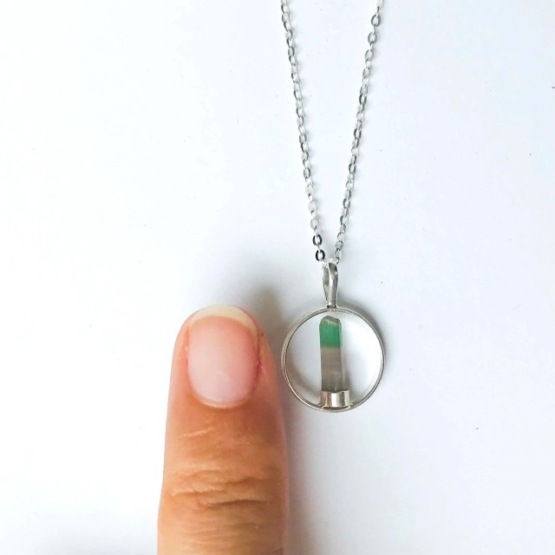 Bicolor tourmaline pendant for girls - Small bicolor tourmaline pendant necklace