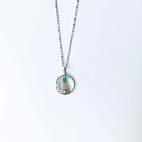 Bicolor tourmaline pendant for girls - Small bicolor tourmaline pendant necklace