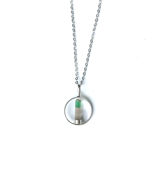Bicolor tourmaline pendant for girls - Small bicolor tourmaline pendant necklace