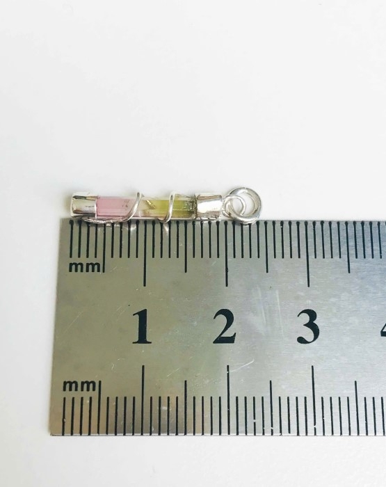 Bicolor tourmaline pendant for girls - Small bicolor tourmaline pendant necklace