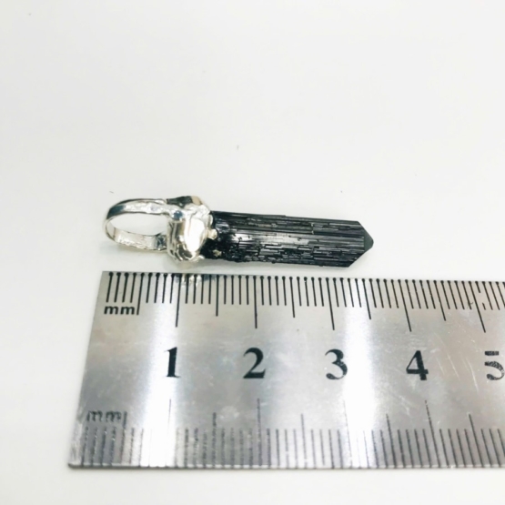 Black tourmaline pendant for men- Raw tourmaline pendant- long crystal tourmaline - Sterling silver black tourmaline pendent