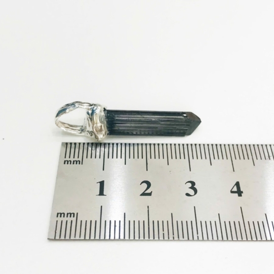 Black tourmaline pendant for men- Raw tourmaline pendant- long crystal tourmaline - Sterling silver black tourmaline pendent (9)