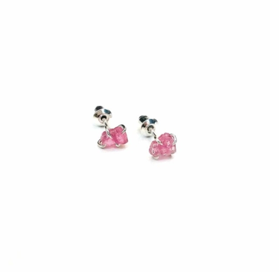 raw pink stud earrings for girls