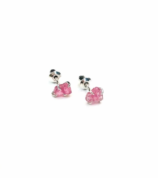 raw pink stud earrings for girls