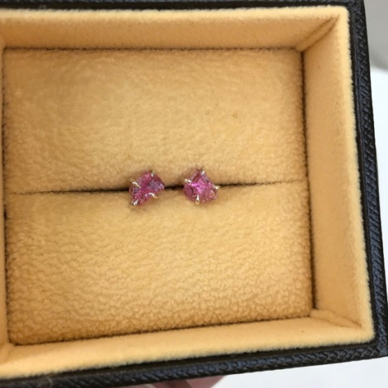 raw pink stud earrings for girls