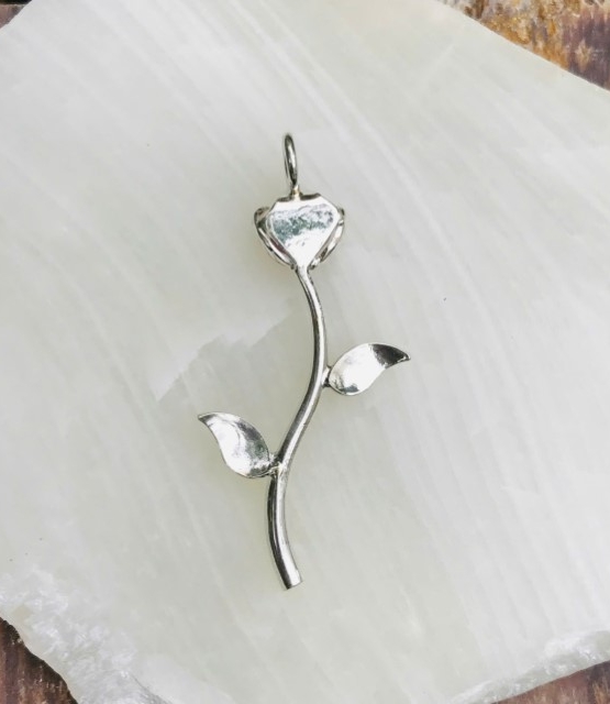 Red spinel rose pendant for girls - spinel crystal rose pendant- red stone pendant