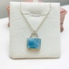 rectangle aquamarine pendant necklace- handmade aquamarine jewelry-blue stone pendant- aquamarine sterling silver pendant