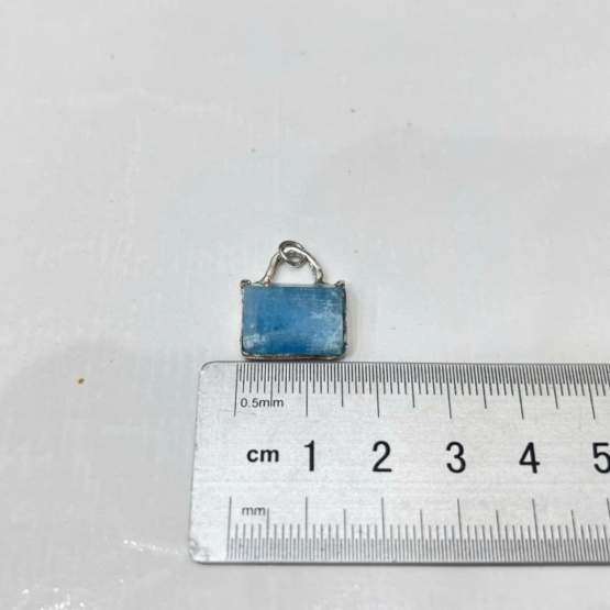 rectangle aquamarine pendant necklace- handmade aquamarine jewelry-blue stone pendant- aquamarine sterling silver pendant