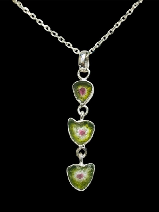 Combined watermelon tourmaline pendant sterling silver watermelon tourmaline pendant