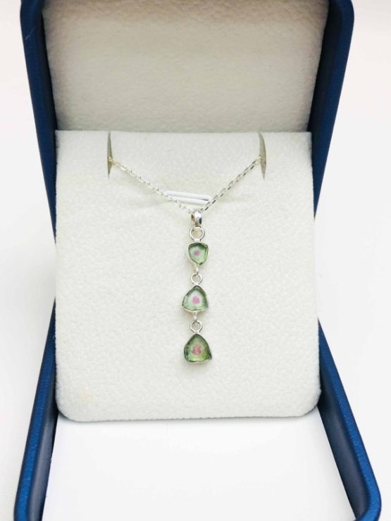 Combined watermelon tourmaline pendant sterling silver watermelon tourmaline pendant