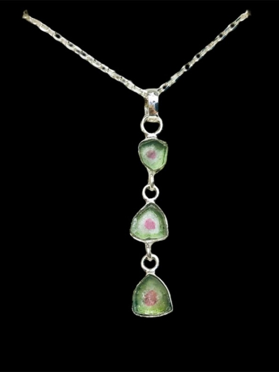 Combined watermelon tourmaline pendant sterling silver watermelon tourmaline pendant