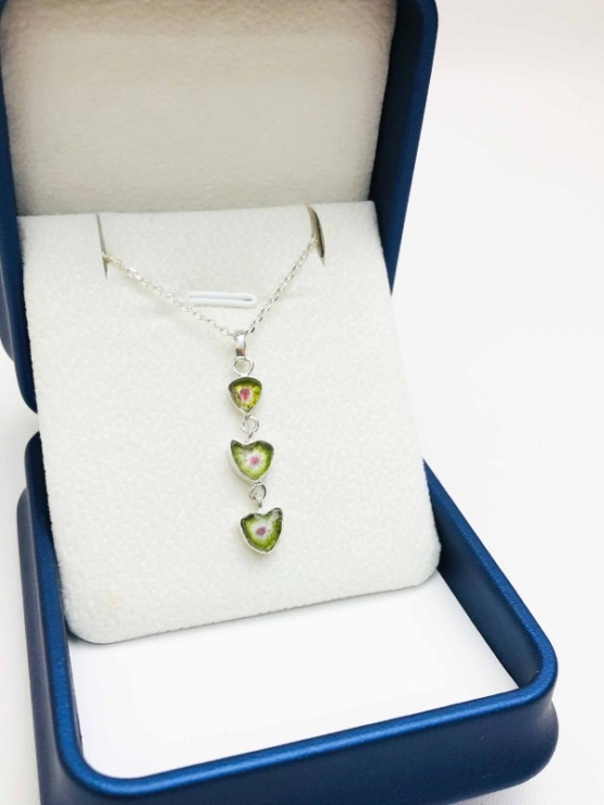 Combined watermelon tourmaline pendant sterling silver watermelon tourmaline pendant