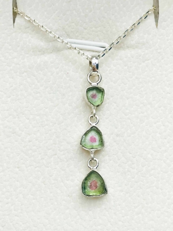 Combined watermelon tourmaline pendant sterling silver watermelon tourmaline pendant