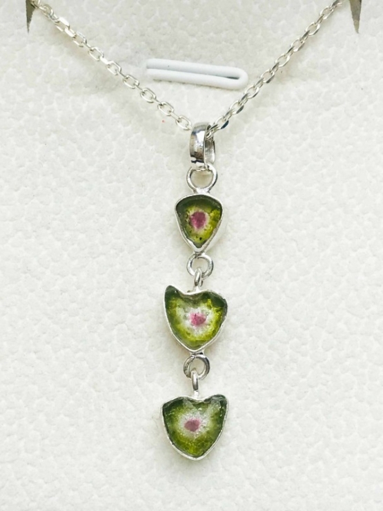 Combined watermelon tourmaline pendant sterling silver watermelon tourmaline pendant