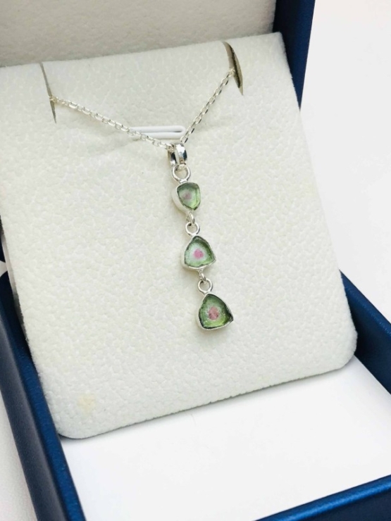 Combined watermelon tourmaline pendant sterling silver watermelon tourmaline pendant
