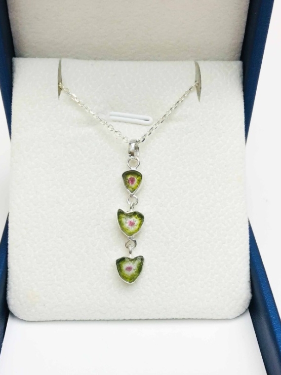 Combined watermelon tourmaline pendant sterling silver watermelon tourmaline pendant
